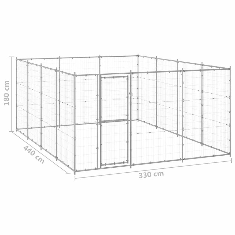 Outdoor Dog Kennel Galvanised Steel 14,52 m²