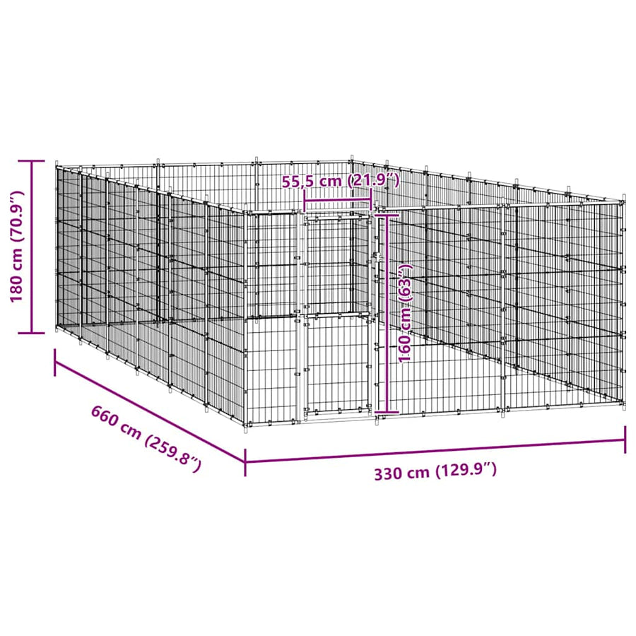 Outdoor Dog Kennel Steel 21,78 m²