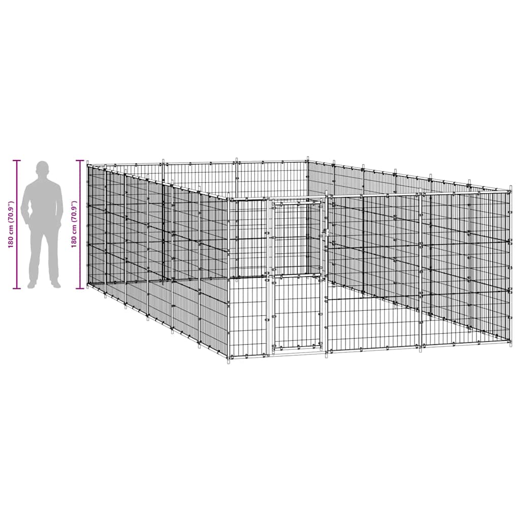 Outdoor Dog Kennel Steel 21.78 m?