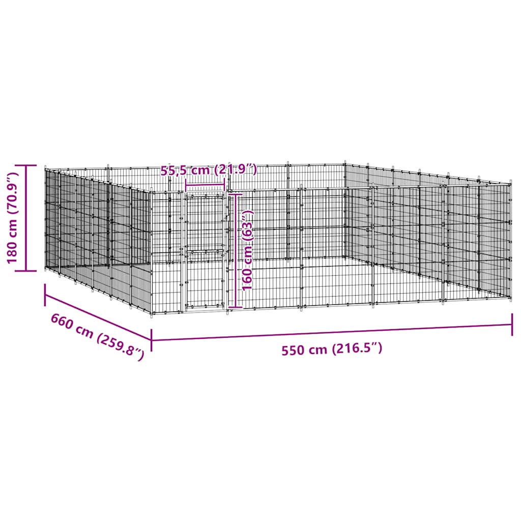 Outdoor Dog Kennel Steel 36.3 m?