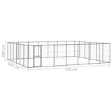 Outdoor Dog Kennel Steel 50.82 m² - Rear View