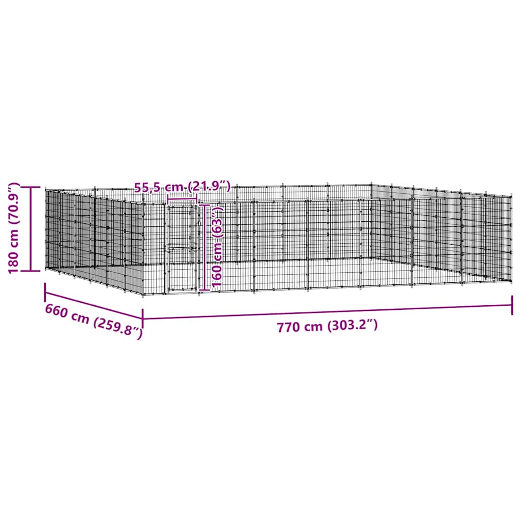 Outdoor Dog Kennel Steel 50.82 m?