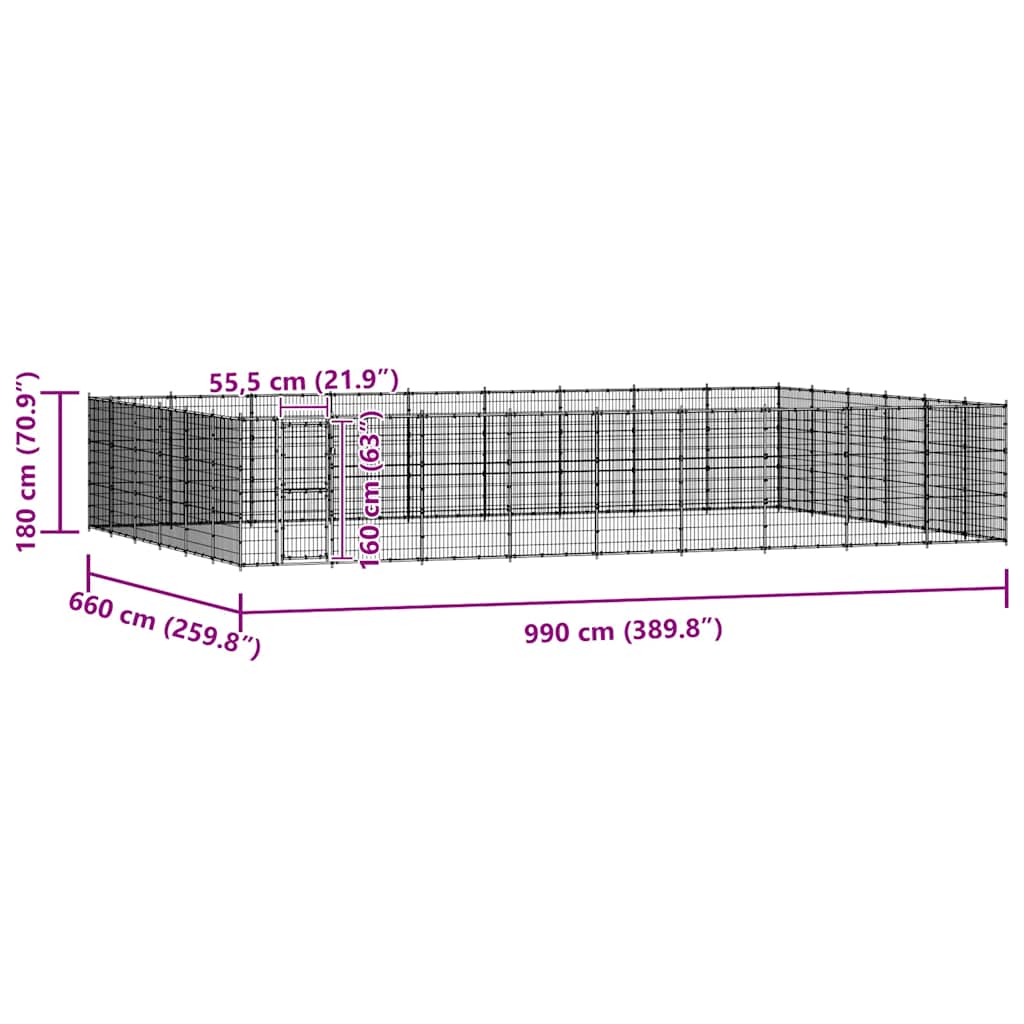 Outdoor Dog Kennel Steel 65.34 m?