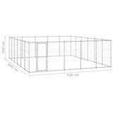 Outdoor Dog Kennel Galvanised Steel 36.3 m² - Rear View