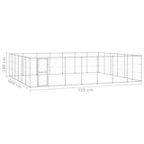 Outdoor Dog Kennel Galvanised Steel 50.82 m² - Rear View