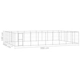 Outdoor Dog Kennel Galvanised Steel 65.34 m² - Rear View