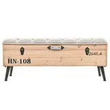 Storage Bench 110 cm Solid Firwood - Front View