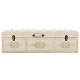 Storage Bench 110 cm Cream Solid Firwood and Fabric - Side View