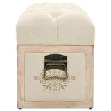Storage Bench 110 cm Cream Solid Firwood and Fabric - Top-Down View