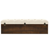 Storage Bench 110 cm Cream Solid Firwood and Fabric - 45-Degree Angle