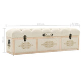 Storage Bench 110 cm Cream Solid Firwood and Fabric - Low Angle