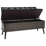 Storage Bench with Backrest 110 cm Black Faux Leather - Front View