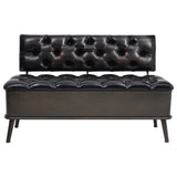 Storage Bench with Backrest 110 cm Black Faux Leather - Side View