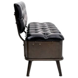 Storage Bench with Backrest 110 cm Black Faux Leather - Top-Down View