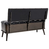 Storage Bench with Backrest 110 cm Black Faux Leather - 45-Degree Angle