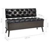 Storage Bench with Backrest 110 cm Black Faux Leather - Extra Image