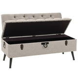 Storage Bench with Backrest 110 cm Cream Fabric - Front View
