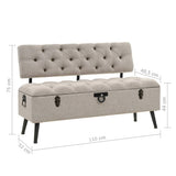 Storage Bench with Backrest 110 cm Cream Fabric