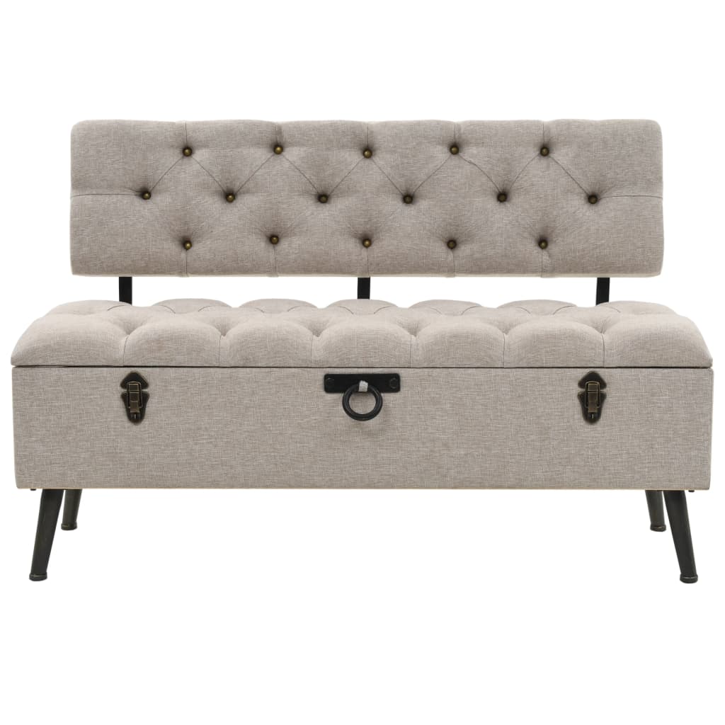 Storage Bench with Backrest 110 cm Cream Fabric