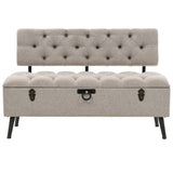 Storage Bench with Backrest 110 cm Cream Fabric