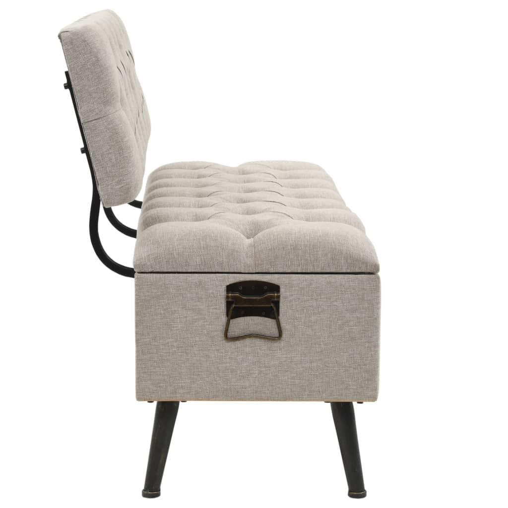 Storage Bench with Backrest 110 cm Cream Fabric