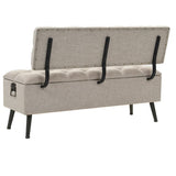 Storage Bench with Backrest 110 cm Cream Fabric - 45-Degree Angle