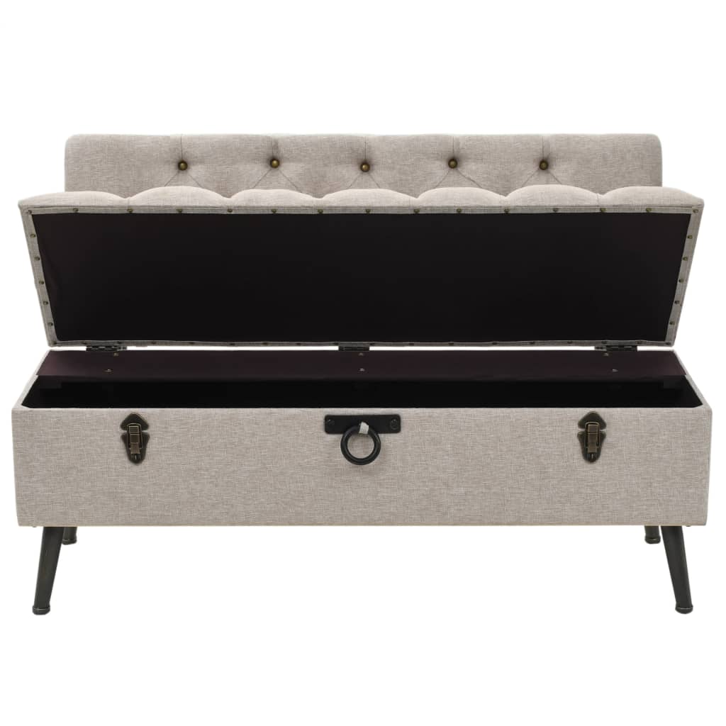 Storage Bench with Backrest 110 cm Cream Fabric