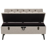 Storage Bench with Backrest 110 cm Cream Fabric - Rear View