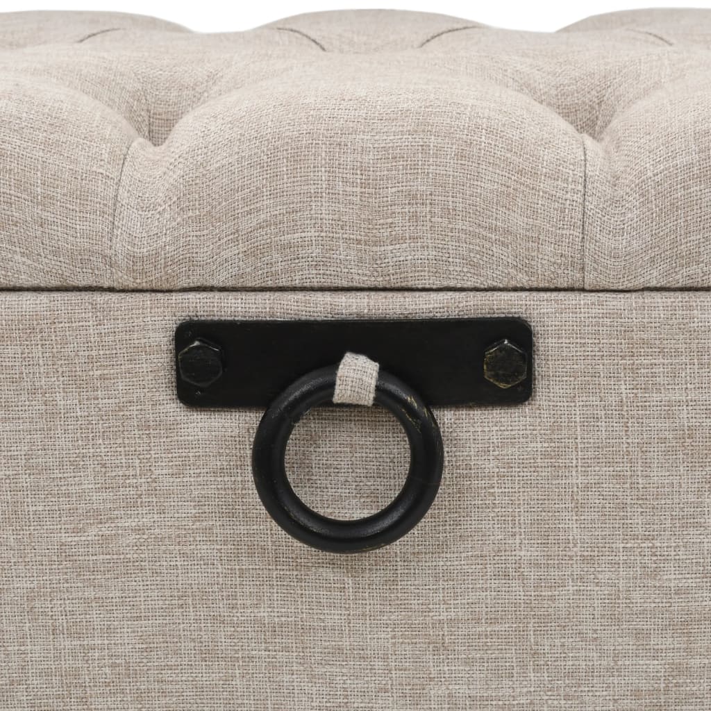 Storage Bench with Backrest 110 cm Cream Fabric