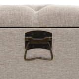 Storage Bench with Backrest 110 cm Cream Fabric