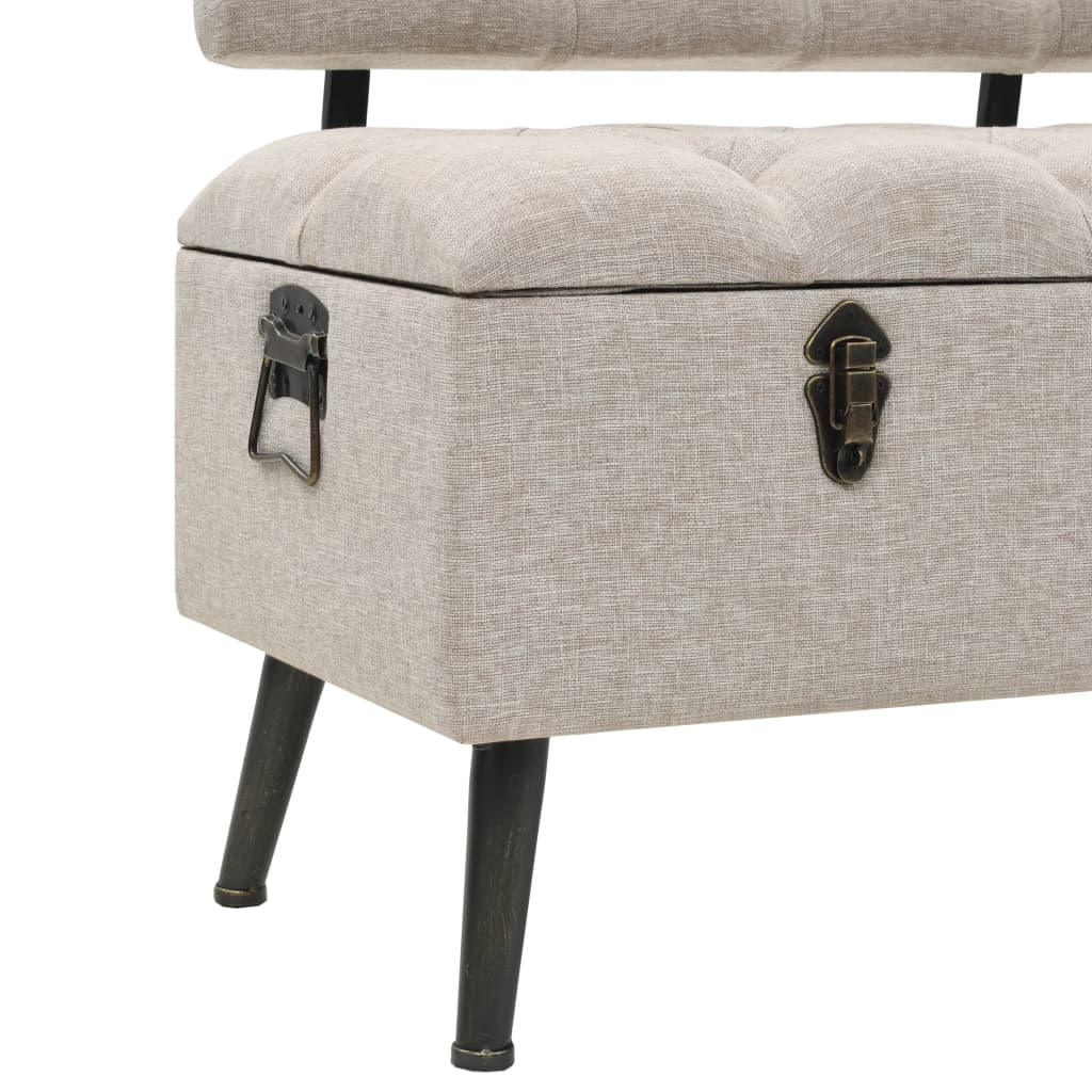 Storage Bench with Backrest 110 cm Cream Fabric