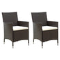 Garden Chairs with Cushions 2 pcs Poly Rattan Brown