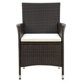 Garden Chairs with Cushions 2 pcs Poly Rattan Brown - Side View