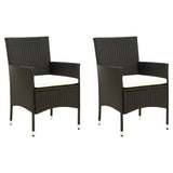 Garden Chairs with Cushions 2 pcs Poly Rattan Black