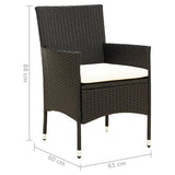 Garden Chairs with Cushions 2 pcs Poly Rattan Black - Close-Up Angle