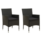 Garden Chairs with Cushions 2 pcs Poly Rattan Black