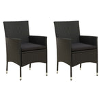 Garden Chairs with Cushions 2 pcs Poly Rattan Black