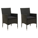 Garden Chairs with Cushions 2 pcs Poly Rattan Black