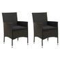 Garden Chairs with Cushions 2 pcs Poly Rattan Black
