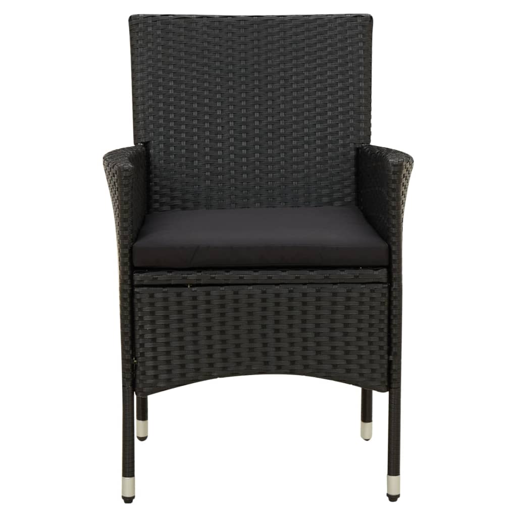 Garden Chairs with Cushions 2 pcs Poly Rattan Black