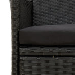 Garden Chairs with Cushions 2 pcs Poly Rattan Black