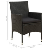 Garden Chairs with Cushions 2 pcs Poly Rattan Black - Close-Up Angle