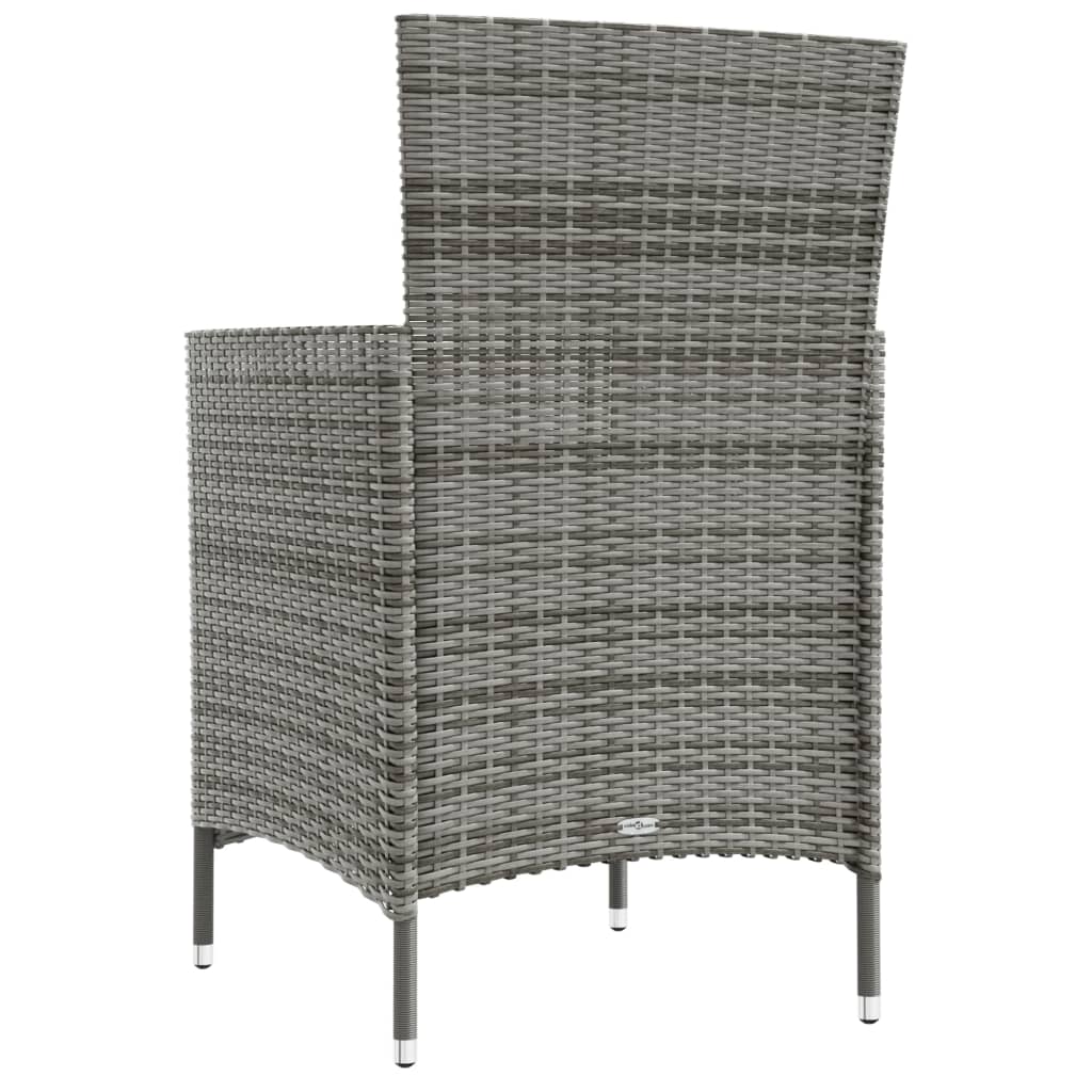 Garden Chairs with Cushions 2 pcs Poly Rattan Grey