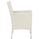 Garden Chairs with Cushions 2 pcs Poly Rattan White - 45-Degree Angle