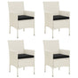 Garden Chairs with Cushions 4 pcs Poly Rattan White