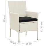 Garden Chairs with Cushions 4 pcs Poly Rattan White