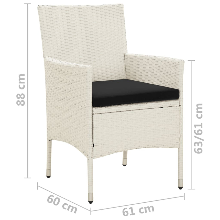 Garden Chairs with Cushions 4 pcs Poly Rattan White