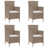 Garden Chairs with Cushions 4 pcs Poly Rattan Beige