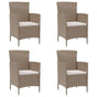 Garden Chairs with Cushions 4 pcs Poly Rattan Beige