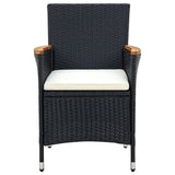 Garden Dining Chairs 4 pcs Poly Rattan Black - Side View